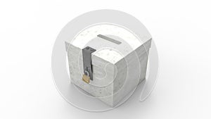 3D rendering of a ballot box isolated in a white stucio background