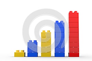 Trojrozměrný obraz vytvořený pomocí počítačového modelu z vyrobený hračka bloky na bílém 