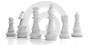 3d rendering basic chess set on white background