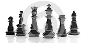 3d rendering basic chess set on white background