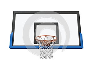 3d rendering of a basketball hoop with an empty basket and transparent backboard. photo