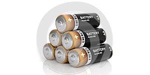 3d rendering batteries stack on white background