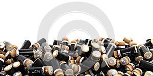 3d rendering batteries stack on white background
