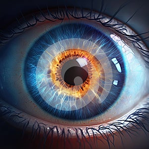 close-up look of human blue eyes