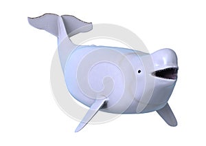 3D Rendering Beluga White Whale on White