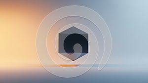 A 3D rendering of a black cube with a triangular base.