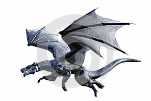 Trojrozměrný obraz vytvořený pomocí počítačového modelu z černý fantazie drak létání na bílém 