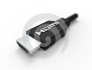 3D rendering of a black HDMI cable isolated on white background