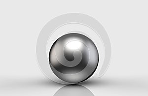 3d rendering. A black Metal sphere ball on light gray background.