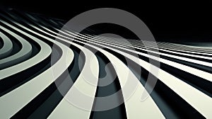 A 3D rendering of a black and white striped pattern.