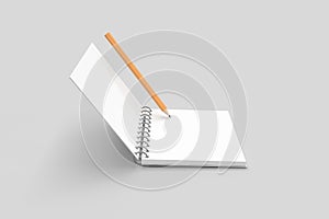 3D Rendering of Blank Notebook Mock Up with Copy Space and Pencil