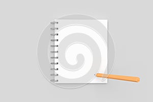3D Rendering of Blank Notebook Mock Up with Copy Space and Pencil