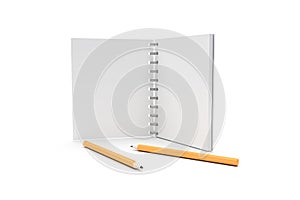 3D Rendering of Blank Notebook Mock Up with Copy Space and Pencil