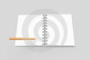 3D Rendering of Blank Notebook Mock Up with Copy Space and Pencil