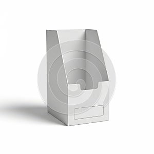 A 3d rendering of a blank white cardboard box with a rectangular shape and open top. isolated on white background