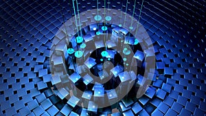 3D rendering of blue abstract cubes