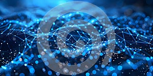 D rendering of a blue abstract network connection background symbolizing the flow of big data in