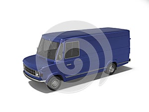 3d rendering blue cargo minivan on white background no shadow
