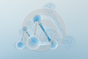 3d rendering, blue chemical formula with particle effects photo