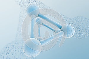 3d rendering, blue chemical formula with particle effects photo