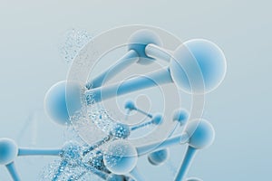 3d rendering, blue chemical formula with particle effects photo