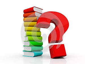 Book with Question mark in white background. 3d render