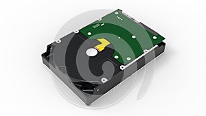 3D rendering - bottom view of a hard disk drive