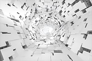 3d rendering, bright science-fiction tunnel, bright background