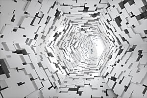 3d rendering, bright science-fiction tunnel, bright background