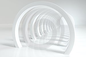 3d rendering, bright science-fiction tunnel, bright background
