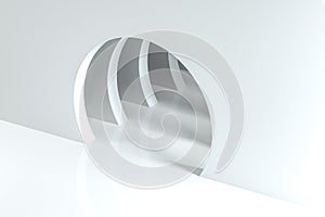 3d rendering, bright science-fiction tunnel, bright background