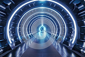 Futuristic Sci-Fi Tunnel with Neon Lights