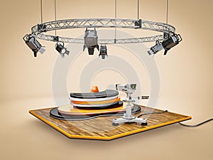 3d Rendering of Camera, design with table and lighting. Clipping path included