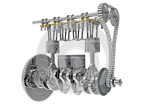 3D rendering - car engine components