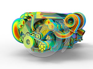 3D rendering - car engine structural element analysis