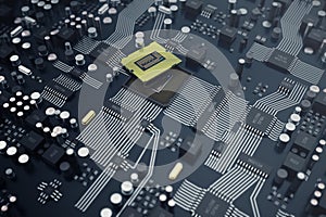 3D rendering Central Computer Processors CPU concept. Electronic engineer of computer technology. Computer board chip