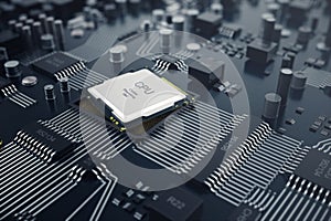 3D rendering Central Computer Processors CPU concept. Electronic engineer of computer technology. Computer board chip