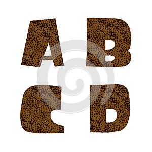 Cheetah fur alphabet - letters A-D