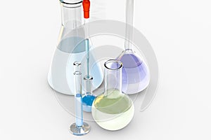 3d rendering, Chemical vessels in the laboratory