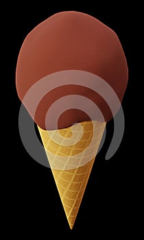 3d rendering of cholocate ice cream cone isolated.