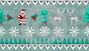 3D rendering Christmas vintage jacquard seamless border