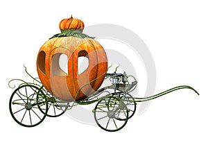 3D Rendering Cinderella Carriage on White