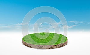3d rendering, circle podium of land meadow