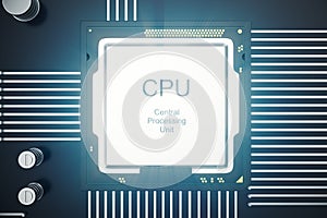 3D rendering Circuit board. Technology background. Central Computer Processors CPU concept. Motherboard digital chip