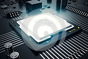3D rendering Circuit board. Technology background. Central Computer Processors CPU concept. Motherboard digital chip