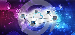 3d rendering Cloud computing concept, Cloud computing and network security technology