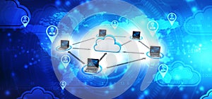 3d rendering Cloud computing concept, Cloud computing and network security technology