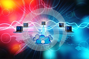 3d rendering Cloud computing concept, Cloud Network