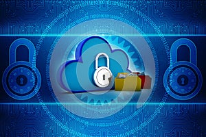 Cloud Computing Network isolated in technology background. 3d render