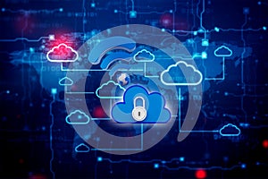 3d rendering Cloud computing concept, Cloud computing and network security technology concept